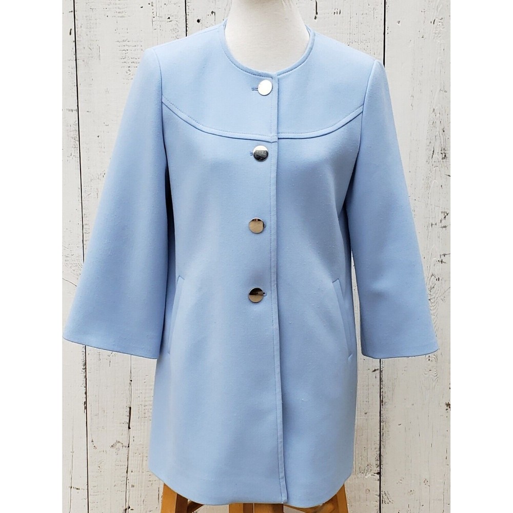 OODJI Ladies' Baby Blue Pea Coat Jacket Size M